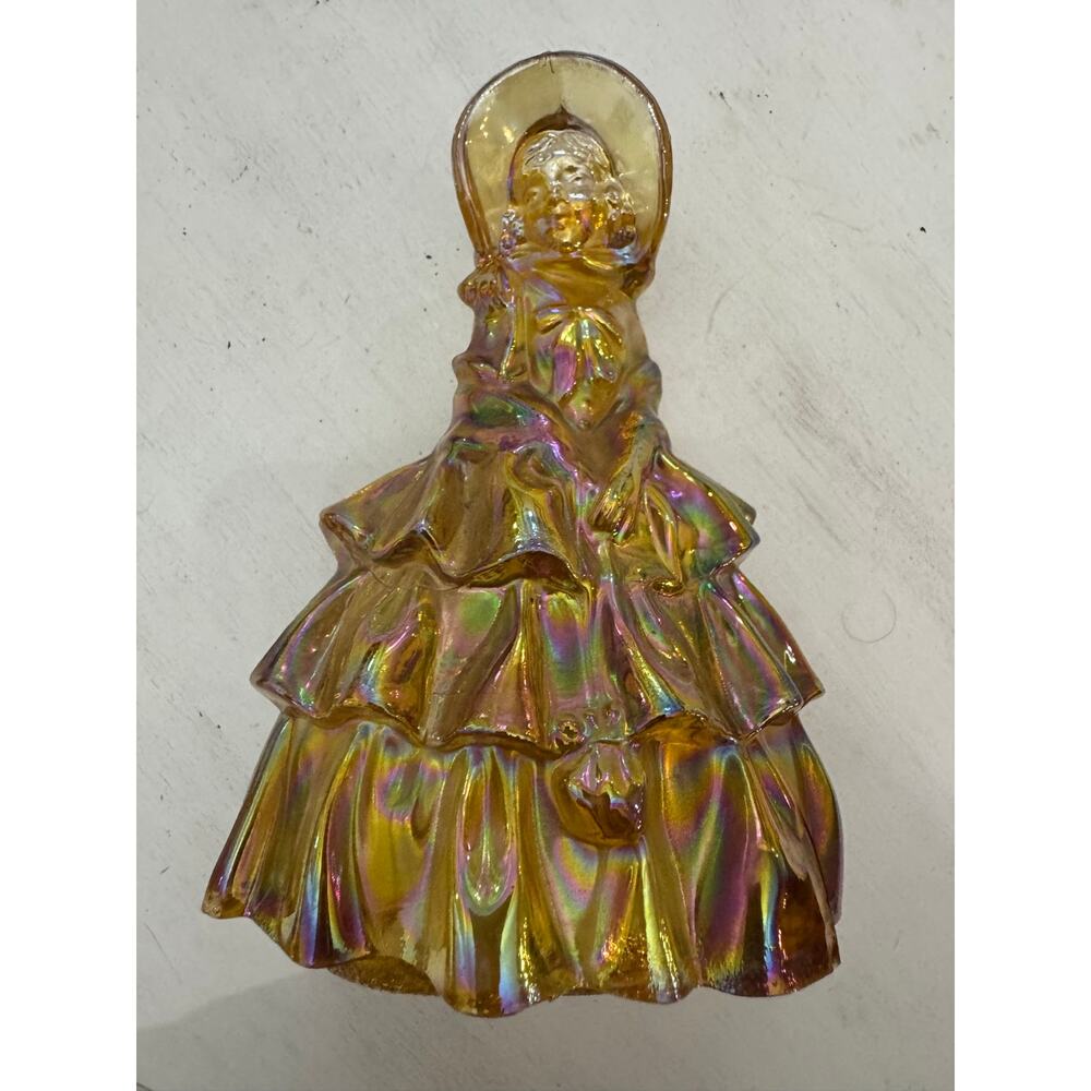 Wheaton Iridescent Marigold Gril Vintage Carnival Glass Figurine Approx. 5" Tall - Picture 5 of 7